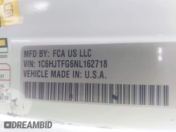 ✅ 2022 Jeep Gladiator Overland • VIN: 1C6HJTFG6NL162718 • Лот: 42981199. Опубликован ранее на IAAI с пробегом 57 521 миль. Бесплатный доступ к архиву аукционных продаж из США и подробный отчёт об истории автомобиля на DreamBid. Изображение 9.