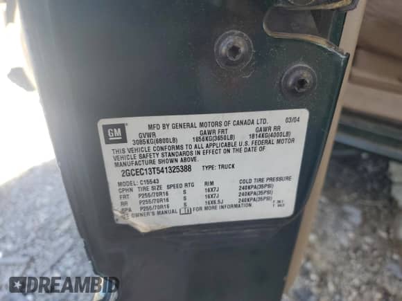 ✅ 2004 Chevrolet Silverado 1500 LS • VIN: 2GCEC13T541325388 • Lot: 58026815. Listed on Copart with 279,104 mi. Free auction sales archive from the USA and detailed vehicle history report at DreamBid. Image 12.