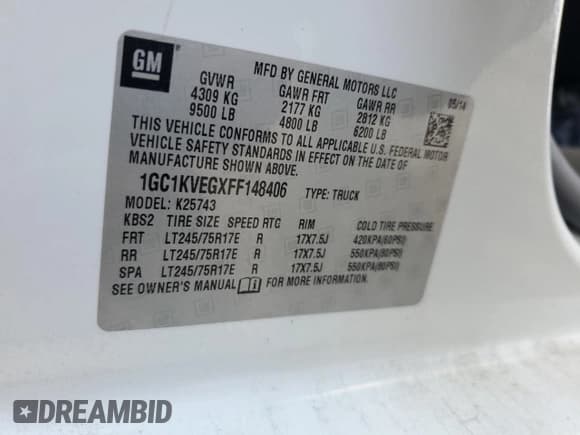 ✅ 2015 Chevrolet Silverado 2500HD LT • VIN: 1GC1KVEGXFF148406 • Lot: 64765665. Wystawiony na Copart z przebiegiem 46 185 mil. Bezpłatny archiwum sprzedaży aukcyjnych z USA i szczegółowy raport historii pojazdu na DreamBid. Zdjęcie 12.