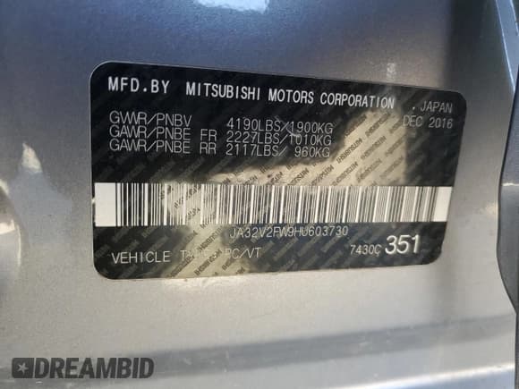 ✅ 2017 Mitsubishi Lancer ES • VIN: JA32V2FW9HU603730 • Lot: 83777085. Wystawiony na Copart z przebiegiem 80 296 mil. Bezpłatny archiwum sprzedaży aukcyjnych z USA i szczegółowy raport historii pojazdu na DreamBid. Zdjęcie 13.