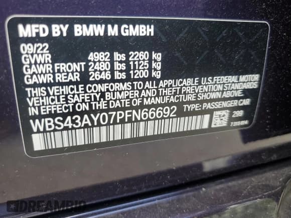 ✅ 2023 BMW M3 Competition xDrive • VIN: WBS43AY07PFN66692 • Lot: 41557944. Wystawiony na Copart z przebiegiem 13 794 mil. Bezpłatny archiwum sprzedaży aukcyjnych z USA i szczegółowy raport historii pojazdu na DreamBid. Zdjęcie 13.