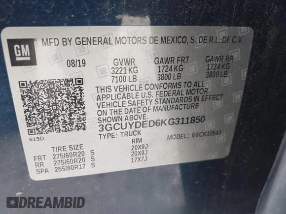 ✅ 2019 Chevrolet Silverado 1500 LT • VIN: 3GCUYDED6KG311850 • Lot: 42671481. Wystawiony na IAAI z przebiegiem 80 758 mil. Bezpłatny archiwum sprzedaży aukcyjnych z USA i szczegółowy raport historii pojazdu na DreamBid. Zdjęcie 9.