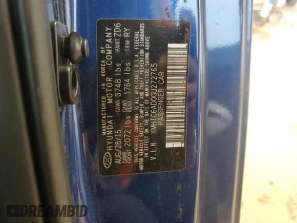 2016 Hyundai Veloster с VIN KMHTC6AD0GU272765, выставлен на аукционе Copart как лот 60546594 с пробегом 86 790 миль миль и Списание • Salvage title. История ставок и продаж доступна на DreamBid. Изображение 12.