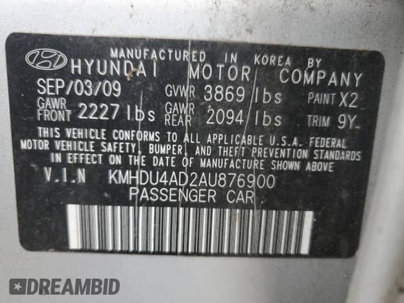 2010 Hyundai Elantra GLS z VIN KMHDU4AD2AU876900, wystawiony jako Copart lot #72846684 z przebiegiem 97 773 mil mil oraz Czysty tytuł • Clean title. Historia ofert i sprzedaży dostępna na DreamBid. Obrazek 12.