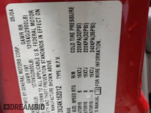 2004 Chevrolet Blazer LS with VIN 1GNDT13X24K162012, listed as a Copart auction lot 89273505 with 160,618 mi miles and Salvage title. Bid and sale history available at DreamBid. Image 13.