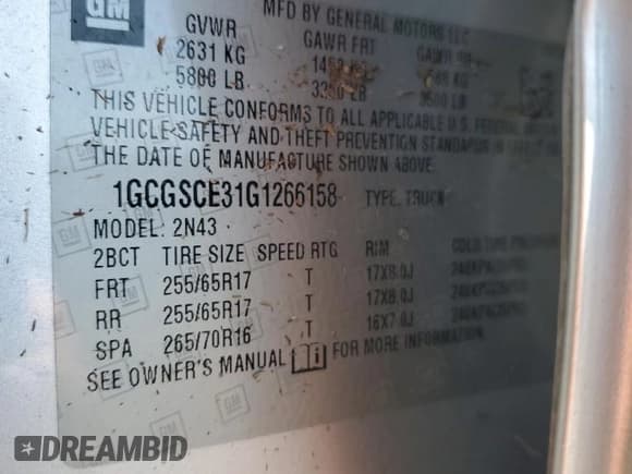 ✅ 2016 Chevrolet Colorado 2WD LT • VIN: 1GCGSCE31G1266158 • Лот: 76174074. Опубликован ранее на Copart с пробегом 96 037 миль. Бесплатный доступ к архиву аукционных продаж из США и подробный отчёт об истории автомобиля на DreamBid. Изображение 13.