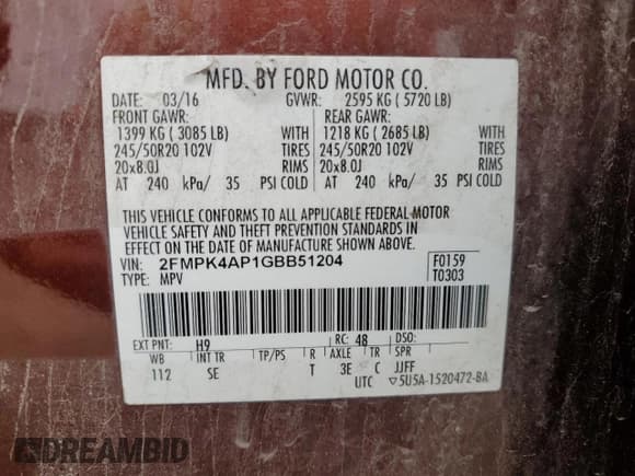 ✅ 2016 Ford Edge Sport • VIN: 2FMPK4AP1GBB51204 • Лот: 63462655. Опубликован ранее на Copart с пробегом 98 104 миль. Бесплатный доступ к архиву аукционных продаж из США и подробный отчёт об истории автомобиля на DreamBid. Изображение 13.