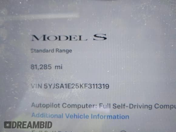 ✅ 2019 Tesla Model S 75D • VIN: 5YJSA1E25KF311319 • Лот: 43009074. Опубликован ранее на IAAI с пробегом 81 285 миль. Бесплатный доступ к архиву аукционных продаж из США и подробный отчёт об истории автомобиля на DreamBid. Изображение 7.