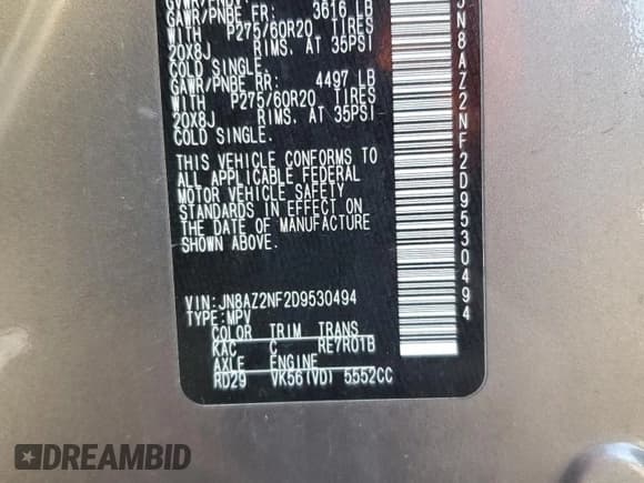 ✅ 2013 Infiniti QX56 • VIN: JN8AZ2NF2D9530494 • Lot: 48887765. Wystawiony na Copart z przebiegiem 158 710 mil. Bezpłatny archiwum sprzedaży aukcyjnych z USA i szczegółowy raport historii pojazdu na DreamBid. Zdjęcie 13.