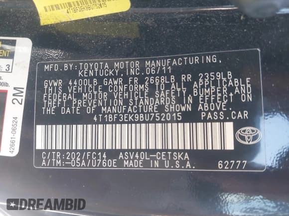 ✅ 2011 Toyota Camry LE • VIN: 4T1BF3EK9BU752015 • Лот: 43300054. Опубликован ранее на IAAI с пробегом 149 383 миль. Бесплатный доступ к архиву аукционных продаж из США и подробный отчёт об истории автомобиля на DreamBid. Изображение 9.