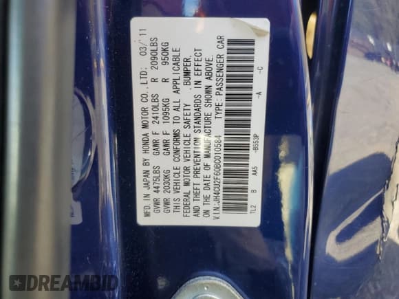 ✅ 2011 Acura TSX • VIN: JH4CU2F60BC010584 • Lot: 89648265. Listed on Copart with 285,428 mi. Free auction sales archive from the USA and detailed vehicle history report at DreamBid. Image 12.