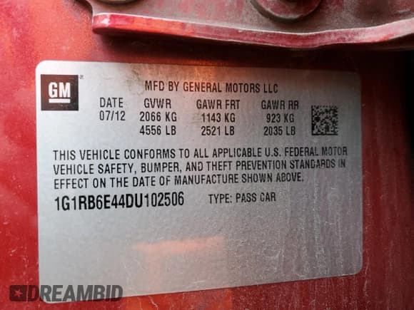 ✅ 2013 Chevrolet Volt • VIN: 1G1RB6E44DU102506 • Lot: 82352404. Wystawiony na Copart z przebiegiem 110 294 mil. Bezpłatny archiwum sprzedaży aukcyjnych z USA i szczegółowy raport historii pojazdu na DreamBid. Zdjęcie 14.