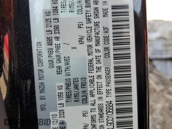 ✅ 2012 Mazda 5 Touring • VIN: JM1CW2CL9C0106884 • Lot: 80789665. Wystawiony na Copart z przebiegiem 108 771 mil. Bezpłatny archiwum sprzedaży aukcyjnych z USA i szczegółowy raport historii pojazdu na DreamBid. Zdjęcie 14.