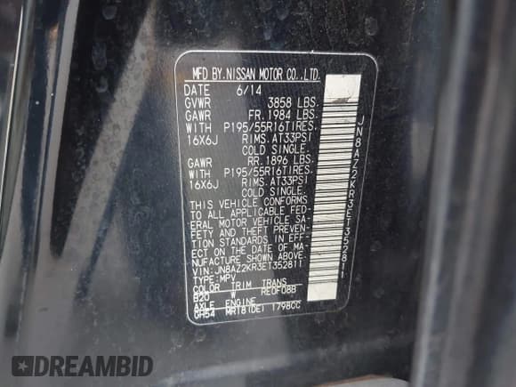 ✅ 2014 Nissan Cube S • VIN: JN8AZ2KR3ET352811 • Lot: 42422293. Listed on IAAI with 86,251 mi. Free auction sales archive from the USA and detailed vehicle history report at DreamBid. Image 9.