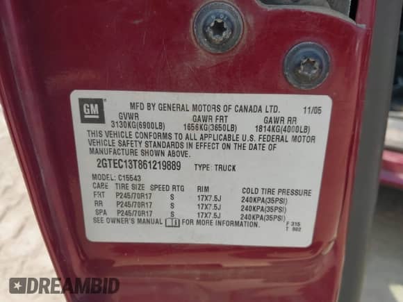 ✅ 2006 GMC Sierra 1500 SLE1 • VIN: 2GTEC13T861219889 • Lot: 41939442. Listed on IAAI with 200,757 mi. Free auction sales archive from the USA and detailed vehicle history report at DreamBid. Image 9.