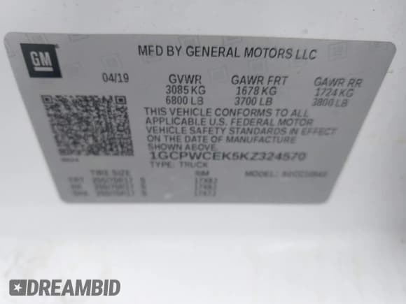 ✅ 2019 Chevrolet Silverado 1500 LT • VIN: 1GCPWCEK5KZ324570 • Lot: 43688495. Wystawiony na IAAI z przebiegiem 131 098 mil. Bezpłatny archiwum sprzedaży aukcyjnych z USA i szczegółowy raport historii pojazdu na DreamBid. Zdjęcie 9.