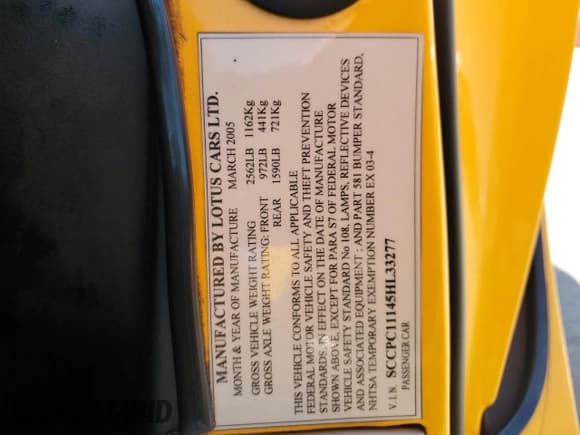 ✅ 2005 Lotus Elise • VIN: SCCPC11145HL33277 • Lot: 70831315. Wystawiony na Copart z przebiegiem 50 460 mil. Bezpłatny archiwum sprzedaży aukcyjnych z USA i szczegółowy raport historii pojazdu na DreamBid. Zdjęcie 13.