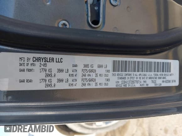 ✅ 2009 Dodge 1500 Laramie • VIN: 1D3HV13T29S778714 • Лот: 41364288. Опубликован ранее на IAAI с пробегом 151 451 миль. Бесплатный доступ к архиву аукционных продаж из США и подробный отчёт об истории автомобиля на DreamBid. Изображение 9.