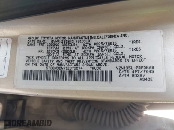 ✅ 2001 Toyota Tacoma PreRunner • VIN: 5TEGN92N71Z879074 • Lot: 43642008. Wystawiony na IAAI z przebiegiem 242 058 mil. Bezpłatny archiwum sprzedaży aukcyjnych z USA i szczegółowy raport historii pojazdu na DreamBid. Zdjęcie 9.