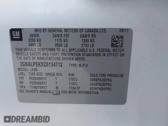 ✅ 2012 Chevrolet Equinox 2LT • VIN: 2GNALPEKXC6134712 • Лот: 42921237. Опубликован ранее на IAAI с пробегом 144 861 миль. Бесплатный доступ к архиву аукционных продаж из США и подробный отчёт об истории автомобиля на DreamBid. Изображение 9.