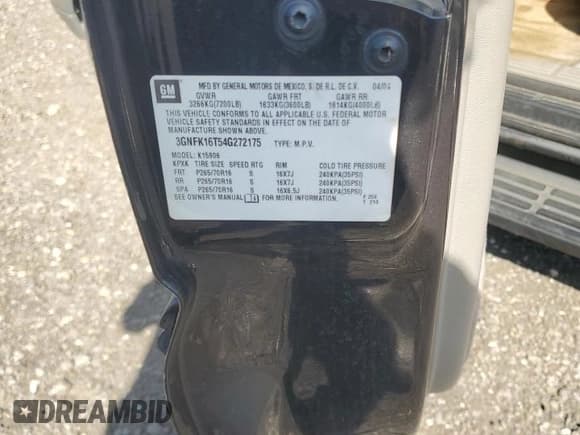 ✅ 2004 Chevrolet Suburban LS • VIN: 3GNFK16T54G272175 • Лот: 85915755. Опубликован ранее на Copart с пробегом Не указан. Бесплатный доступ к архиву аукционных продаж из США и подробный отчёт об истории автомобиля на DreamBid. Изображение 13.