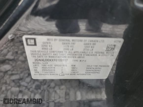 ✅ 2015 Chevrolet Equinox LTZ • VIN: 2GNALDEKXF6109117 • Лот: 71185284. Опубликован ранее на Copart с пробегом 138 773 миль. Бесплатный доступ к архиву аукционных продаж из США и подробный отчёт об истории автомобиля на DreamBid. Изображение 13.