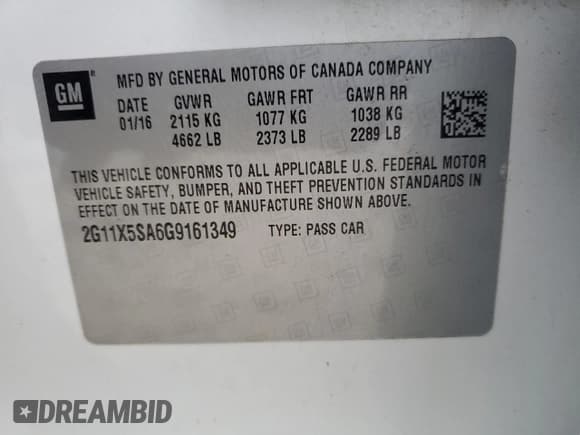 ✅ 2016 Chevrolet Impala LS • VIN: 2G11X5SA6G9161349 • Lot: 67399885. Wystawiony na Copart z przebiegiem 106 125 mil. Bezpłatny archiwum sprzedaży aukcyjnych z USA i szczegółowy raport historii pojazdu na DreamBid. Zdjęcie 12.