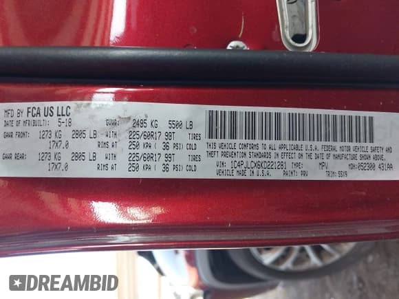 ✅ 2019 Jeep Cherokee Latitude • VIN: 1C4PJLCX6KD221281 • Lot: 43009415. Wystawiony na IAAI z przebiegiem 69 609 mil. Bezpłatny archiwum sprzedaży aukcyjnych z USA i szczegółowy raport historii pojazdu na DreamBid. Zdjęcie 9.