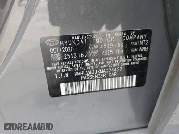 ✅ 2021 Hyundai Sonata Blue • VIN: KMHL24JJXMA024422 • Лот: 65937925. Опубликован ранее на Copart с пробегом 63 266 миль. Бесплатный доступ к архиву аукционных продаж из США и подробный отчёт об истории автомобиля на DreamBid. Изображение 12.
