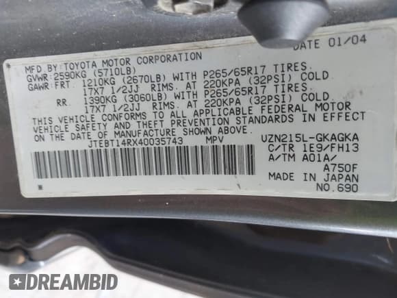 ✅ 2004 Toyota 4Runner SR5 • VIN: JTEBT14RX40035743 • Lot: 43140948. Wystawiony na IAAI z przebiegiem 291 594 mil. Bezpłatny archiwum sprzedaży aukcyjnych z USA i szczegółowy raport historii pojazdu na DreamBid. Zdjęcie 9.