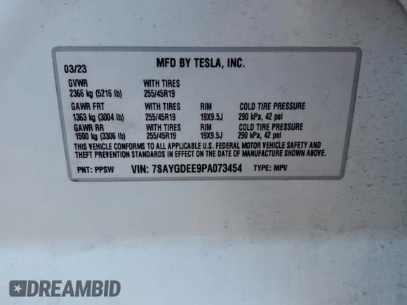 ✅ 2023 Tesla Model Y Long Range • VIN: 7SAYGDEE9PA073454 • Lot: 81156105. Listed on Copart with 26,203 mi. Free auction sales archive from the USA and detailed vehicle history report at DreamBid. Image 13.