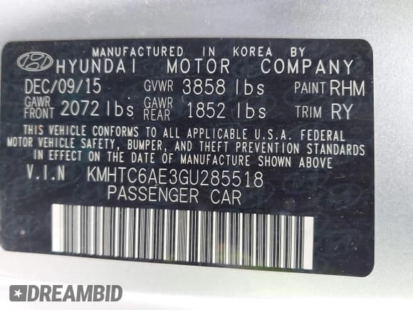 ✅ 2016 Hyundai Veloster Turbo Rally Edition • VIN: KMHTC6AE3GU285518 • Лот: 41311859. Опубликован ранее на IAAI с пробегом 182 569 миль. Бесплатный доступ к архиву аукционных продаж из США и подробный отчёт об истории автомобиля на DreamBid. Изображение 9.