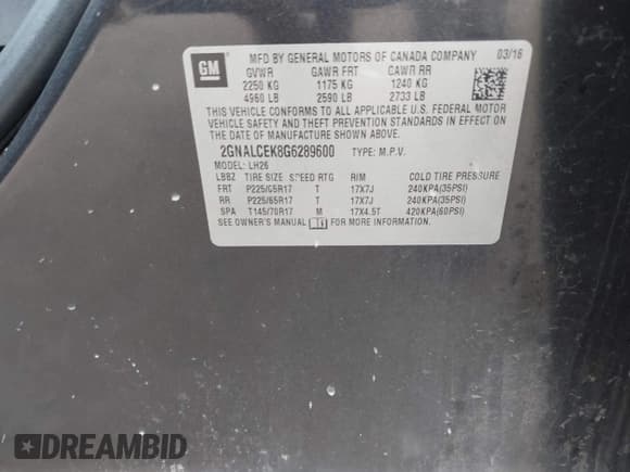 ✅ 2016 Chevrolet Equinox LT • VIN: 2GNALCEK8G6289600 • Lot: 43307225. Wystawiony na IAAI z przebiegiem 78 246 mil. Bezpłatny archiwum sprzedaży aukcyjnych z USA i szczegółowy raport historii pojazdu na DreamBid. Zdjęcie 9.