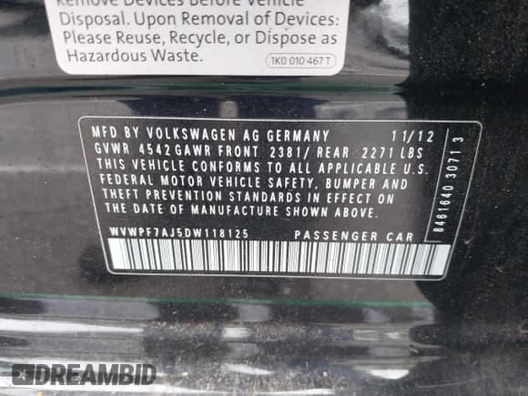 ✅ 2013 Volkswagen Golf R w/Sunroof & Navi • VIN: WVWPF7AJ5DW118125 • Лот: 42870441. Опубликован ранее на IAAI с пробегом 124 238 миль. Бесплатный доступ к архиву аукционных продаж из США и подробный отчёт об истории автомобиля на DreamBid. Изображение 9.