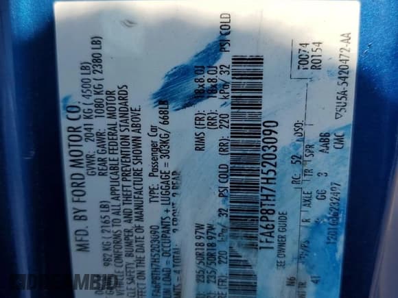 ✅ 2017 Ford Mustang EcoBoost • VIN: 1FA6P8TH7H5203090 • Lot: 80534665. Listed on Copart with 143,039 mi. Free auction sales archive from the USA and detailed vehicle history report at DreamBid. Image 12.