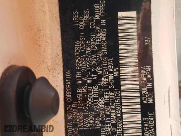 ✅ 2006 Toyota Highlander • VIN: JTEGD21AX60151051 • Лот: 91133815. Опубликован ранее на Copart с пробегом 152 940 миль. Бесплатный доступ к архиву аукционных продаж из США и подробный отчёт об истории автомобиля на DreamBid. Изображение 13.