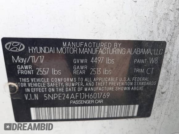 2018 Hyundai Sonata SE with VIN 5NPE24AF1JH601769, listed as a IAAI auction lot 42960502 with 91,800 mi miles and . Bid and sale history available at DreamBid. Image 9.