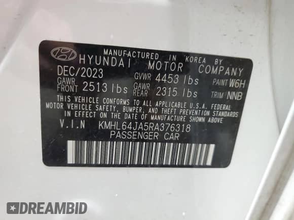 2024 Hyundai Sonata SEL with VIN KMHL64JA5RA376318, listed as a Copart auction lot 86284445 with 41,285 mi miles and Clean title. Bid and sale history available at DreamBid. Image 12.