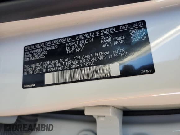 ✅ 2024 Volvo XC60 Plus Dark Theme • VIN: YV4H60DL7R1940872 • Lot: 88554545. Listed on Copart with 12,574 mi. Free auction sales archive from the USA and detailed vehicle history report at DreamBid. Image 13.