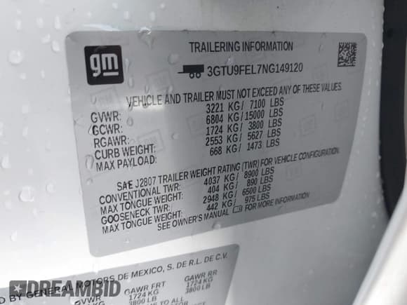 ✅ 2022 GMC Sierra 1500 Denali • VIN: 3GTU9FEL7NG149120 • Лот: 43424341. Опубликован ранее на IAAI с пробегом 60 515 миль. Бесплатный доступ к архиву аукционных продаж из США и подробный отчёт об истории автомобиля на DreamBid. Изображение 9.