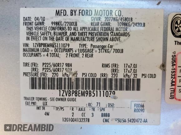 ✅ 2011 Ford Mustang V6 • VIN: 1ZVBP8EM9B5111079 • Lot: 67731465. Wystawiony na Copart z przebiegiem 152 178 mil. Bezpłatny archiwum sprzedaży aukcyjnych z USA i szczegółowy raport historii pojazdu na DreamBid. Zdjęcie 12.