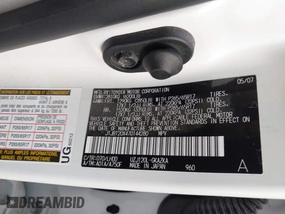 ✅ 2007 Lexus GX 470 • VIN: JTJBT20X470144280 • Lot: 42726450. Wystawiony na IAAI z przebiegiem Nie podano. Bezpłatny archiwum sprzedaży aukcyjnych z USA i szczegółowy raport historii pojazdu na DreamBid. Zdjęcie 9.