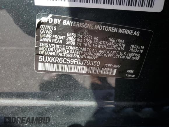 ✅ 2015 BMW X5 xDrive50i • VIN: 5UXKR6C59F0J79350 • Lot: 80787445. Listed on Copart with 94,032 mi. Free auction sales archive from the USA and detailed vehicle history report at DreamBid. Image 13.