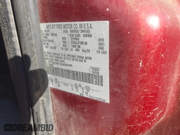 ✅ 2003 Ford F-250 XL • VIN: 1FTNX20F43EA56399 • Lot: 43913895. Listed on IAAI with 205,602 mi. Free auction sales archive from the USA and detailed vehicle history report at DreamBid. Image 9.