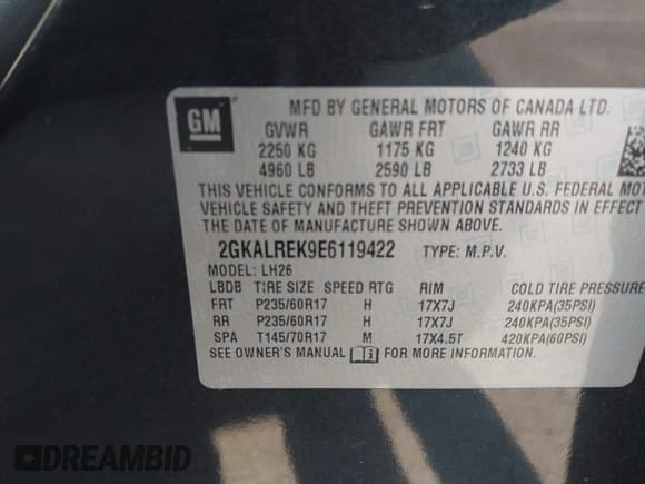 ✅ 2014 GMC Terrain SLE • VIN: 2GKALREK9E6119422 • Lot: 43254083. Listed on IAAI with 186,936 mi. Free auction sales archive from the USA and detailed vehicle history report at DreamBid. Image 9.