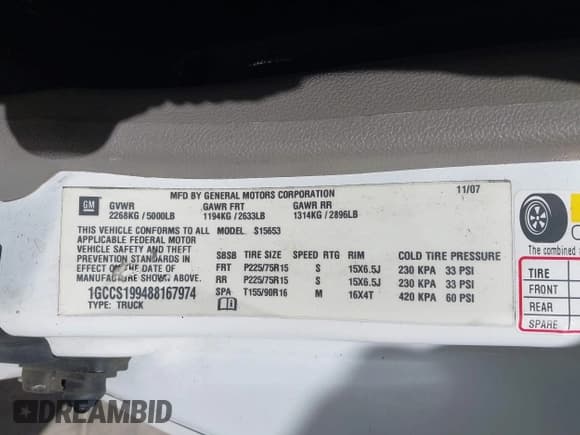 ✅ 2008 Chevrolet Colorado LS • VIN: 1GCCS199488167974 • Lot: 43632597. Listed on IAAI with 107,092 mi. Free auction sales archive from the USA and detailed vehicle history report at DreamBid. Image 9.