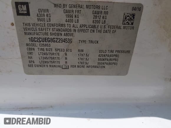 ✅ 2016 Chevrolet Silverado 2500HD Work Truck • VIN: 1GC2CUEG8GZ294539 • Lot: 42823521. Wystawiony na IAAI z przebiegiem 339 730 mil. Bezpłatny archiwum sprzedaży aukcyjnych z USA i szczegółowy raport historii pojazdu na DreamBid. Zdjęcie 9.