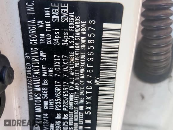 ✅ 2015 Kia Sorento LX • VIN: 5XYKTDA76FG658573 • Lot: 84450625. Listed on Copart with 165,825 mi. Free auction sales archive from the USA and detailed vehicle history report at DreamBid. Image 14.