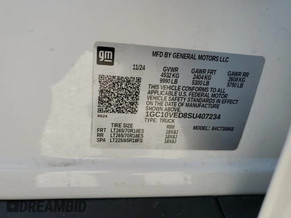 ✅ 2025 Chevrolet Silverado 1500 • VIN: 1GC10VED8SU407234 • Лот: 70899655. Опубликован ранее на Copart с пробегом 2 108 миль. Бесплатный доступ к архиву аукционных продаж из США и подробный отчёт об истории автомобиля на DreamBid. Изображение 13.