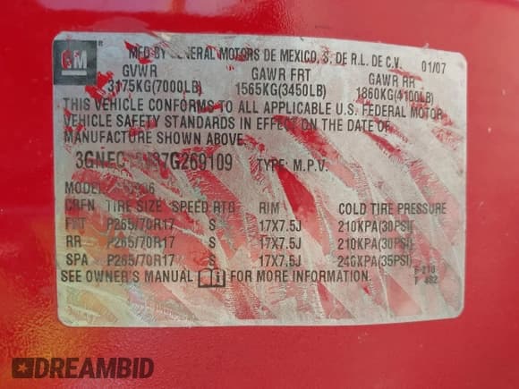 ✅ 2007 Chevrolet Avalanche LTZ • VIN: 3GNEC12J87G269109 • Lot: 42058289. Listed on IAAI with 139,518 mi. Free auction sales archive from the USA and detailed vehicle history report at DreamBid. Image 9.